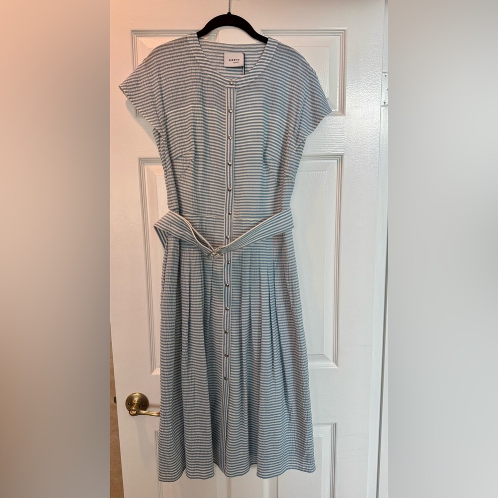 Akris Punto Midi Length Snap Front Belted Shirtdress - Picture 2 of 15